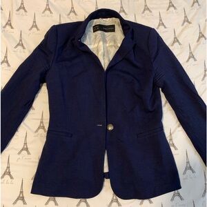 ZARA BASICS NAVY BLUE SUIT JACKET BLAZER SIZE M